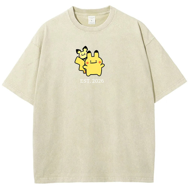 Cute Parent & Kid Pikachu Vintage Washed T-Shirt
