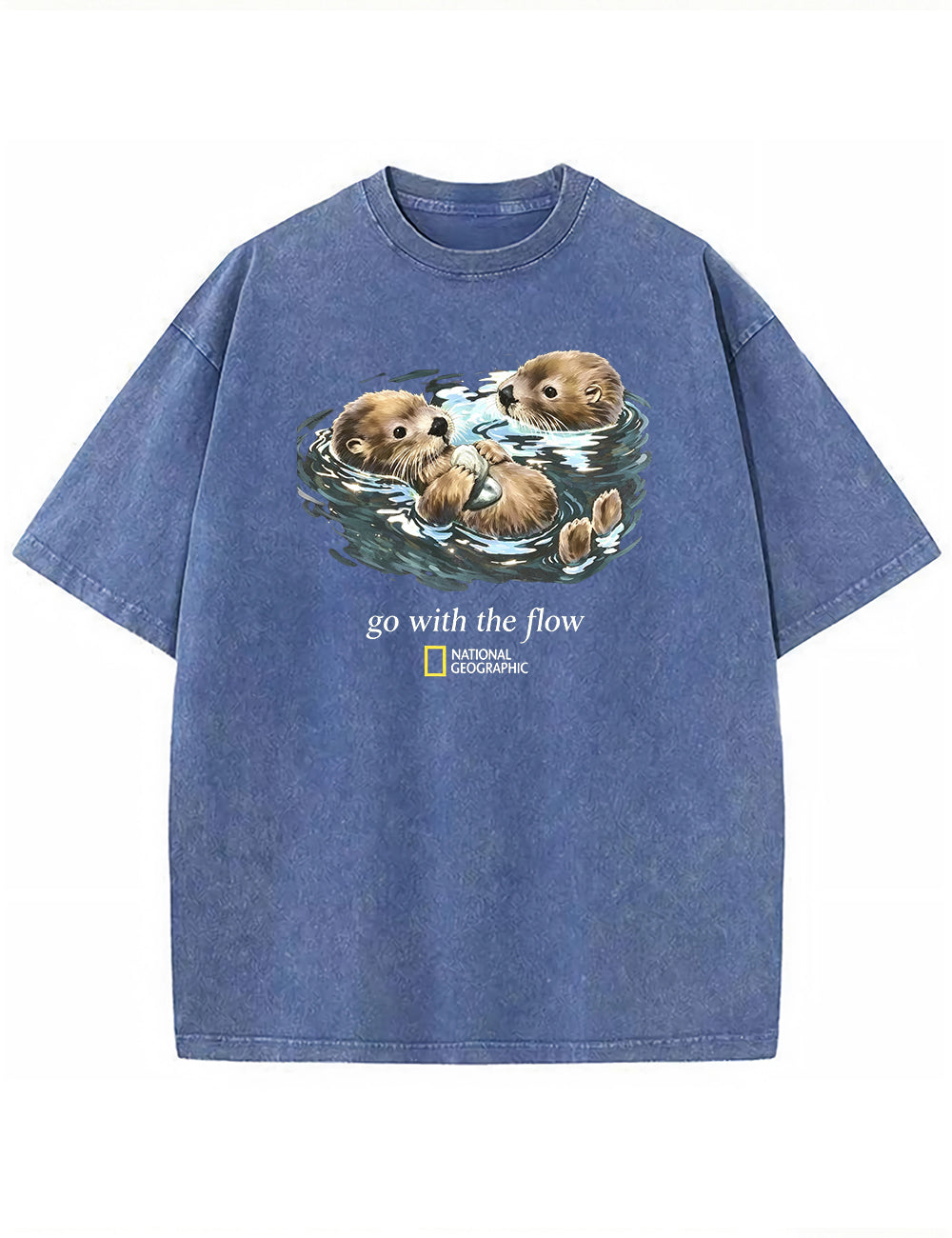Retro Go With The Flow Sea Otter Graphic Vintage Washed T-Shirt