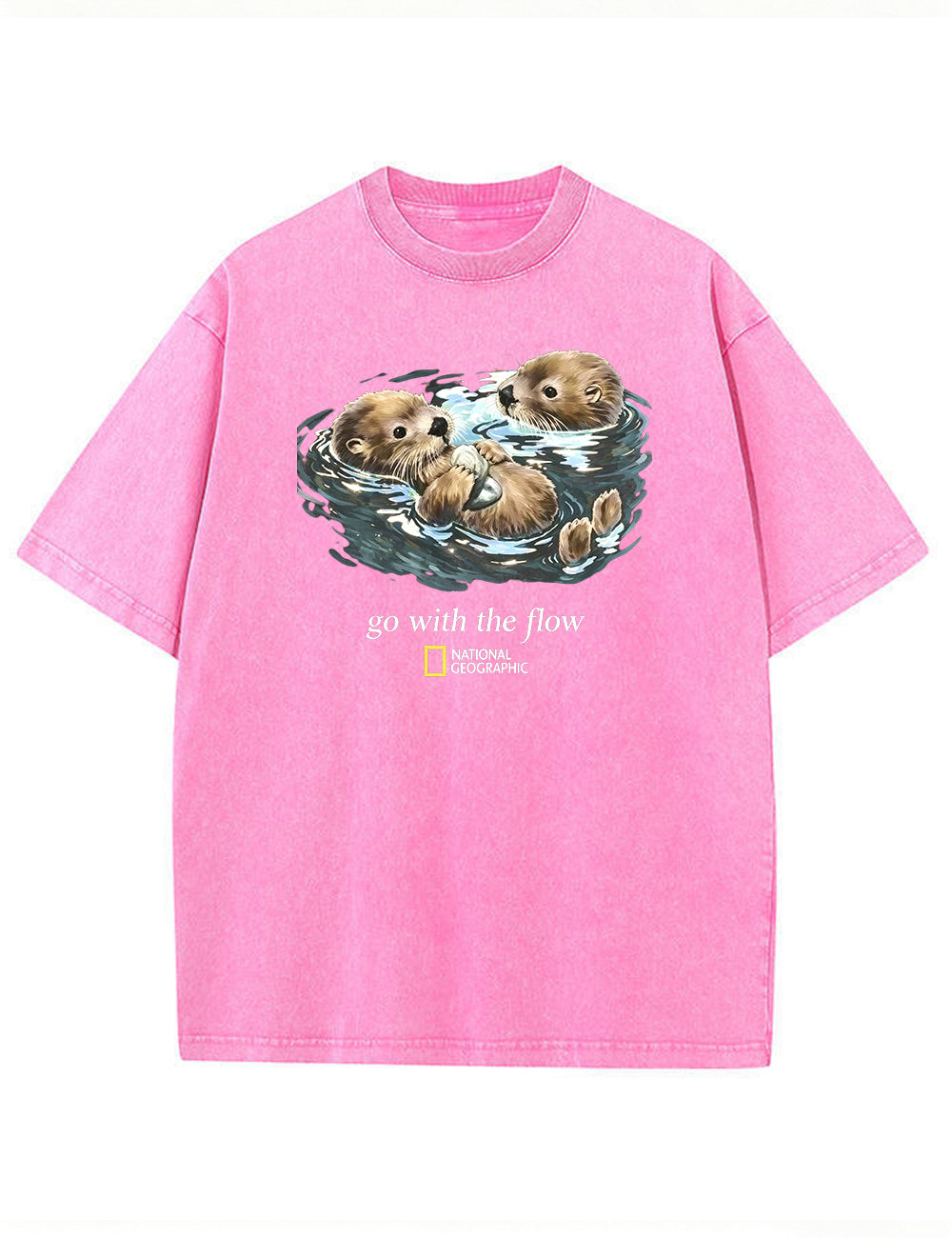 Retro Go With The Flow Sea Otter Graphic Vintage Washed T-Shirt