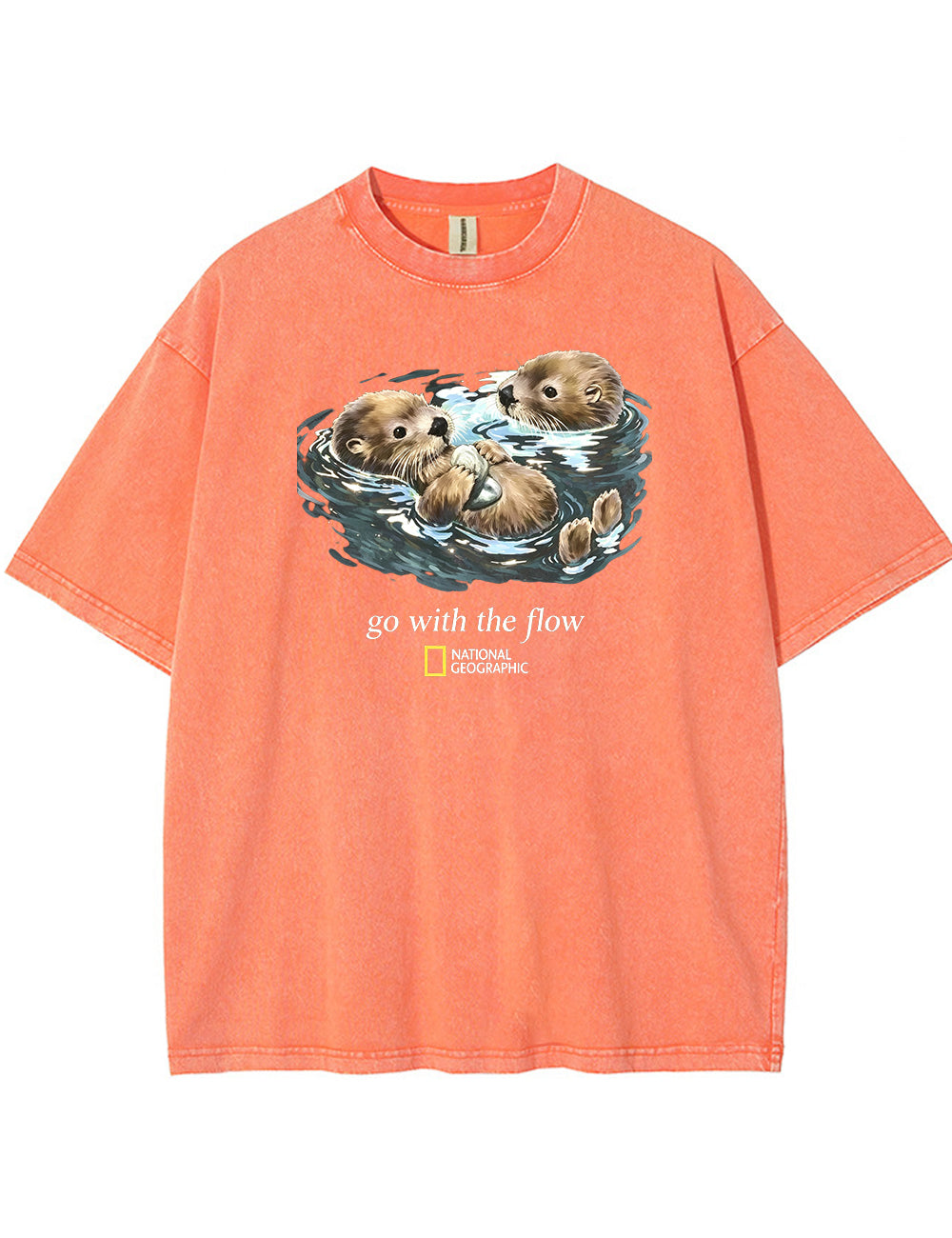 Retro Go With The Flow Sea Otter Graphic Vintage Washed T-Shirt