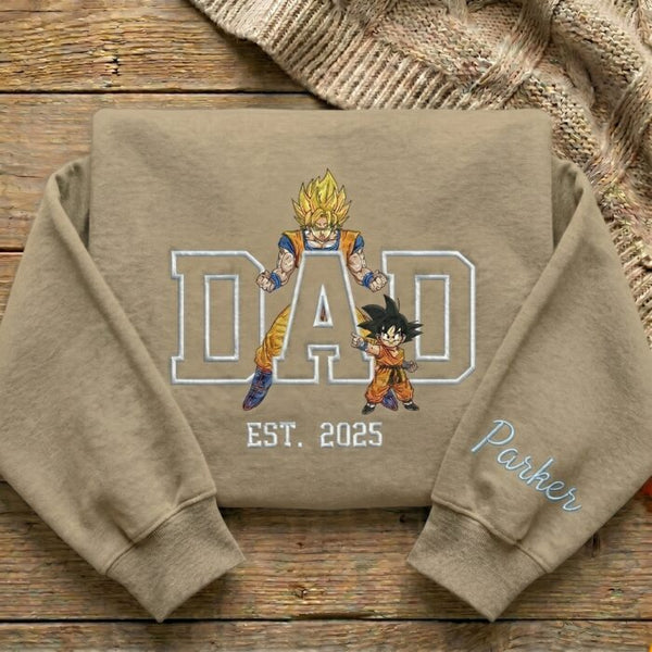 Custom Super Saiyan Dad Shirt, Personalized Anime Father's Day Gift