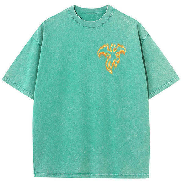 Flame Charizard Fire Silhouette Vintage Washed T-Shirt | Pokemon Anime