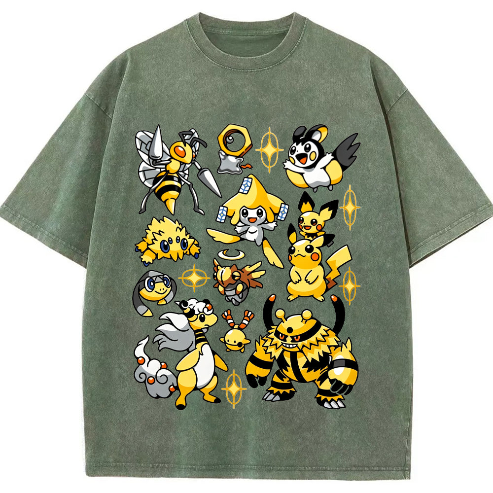 Yellow Electric Type Evolution Squad Cartoon Tee | Pokemon Anime
