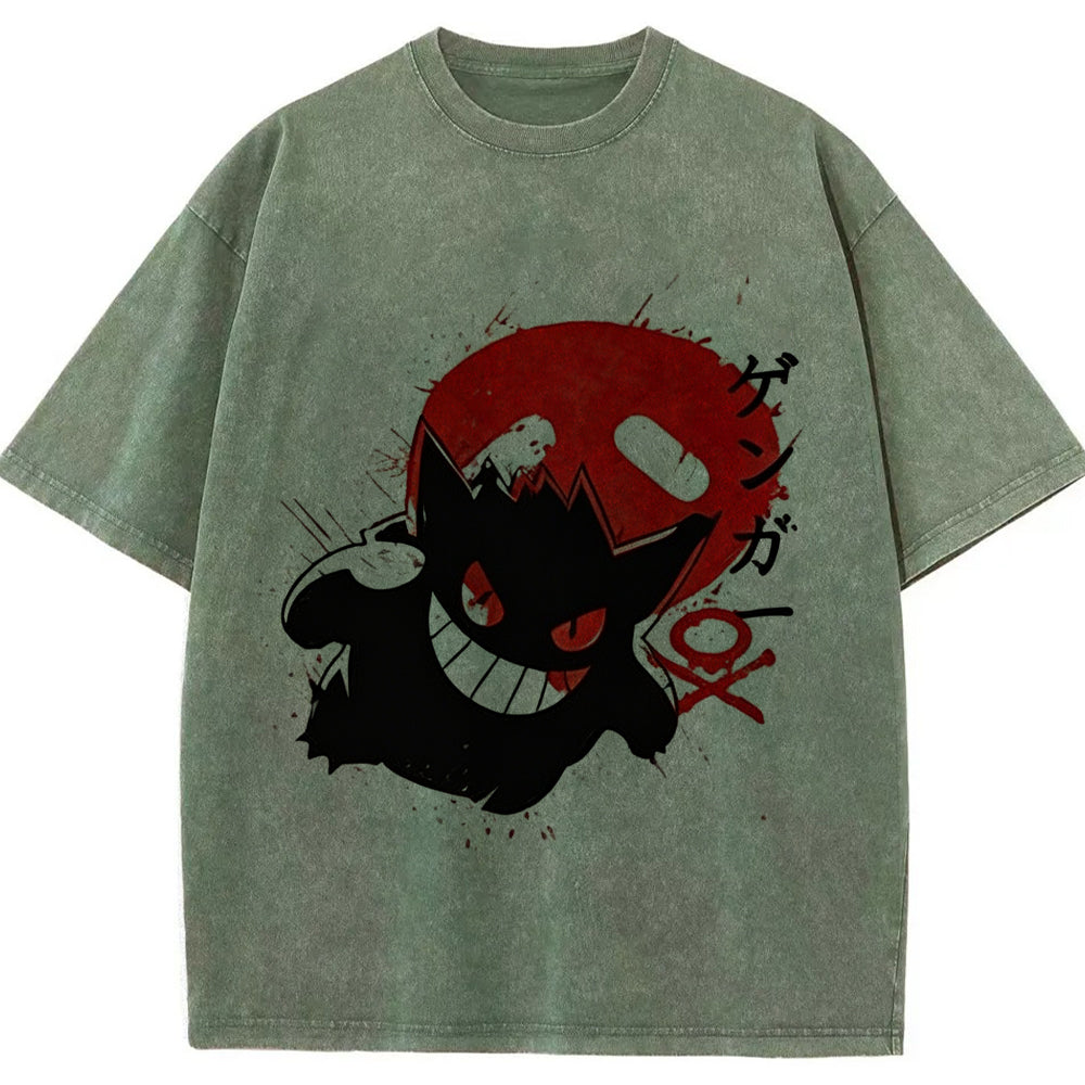 Ink Splatter Gengar Kanji Vintage Tee | Pokemon Anime
