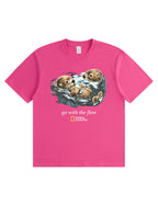 Retro Go With The Flow Sea Otter Graphic Soft Cotton T-Shirt