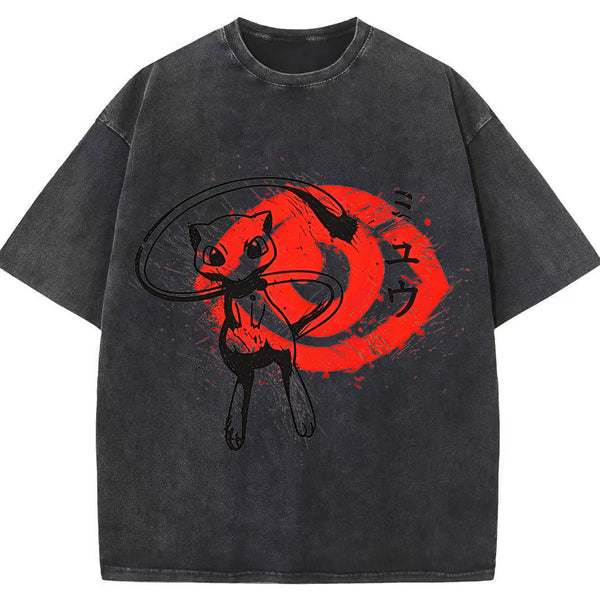 Ink Wash Mew Japanese Art Vintage Tee | Pokemon Anime