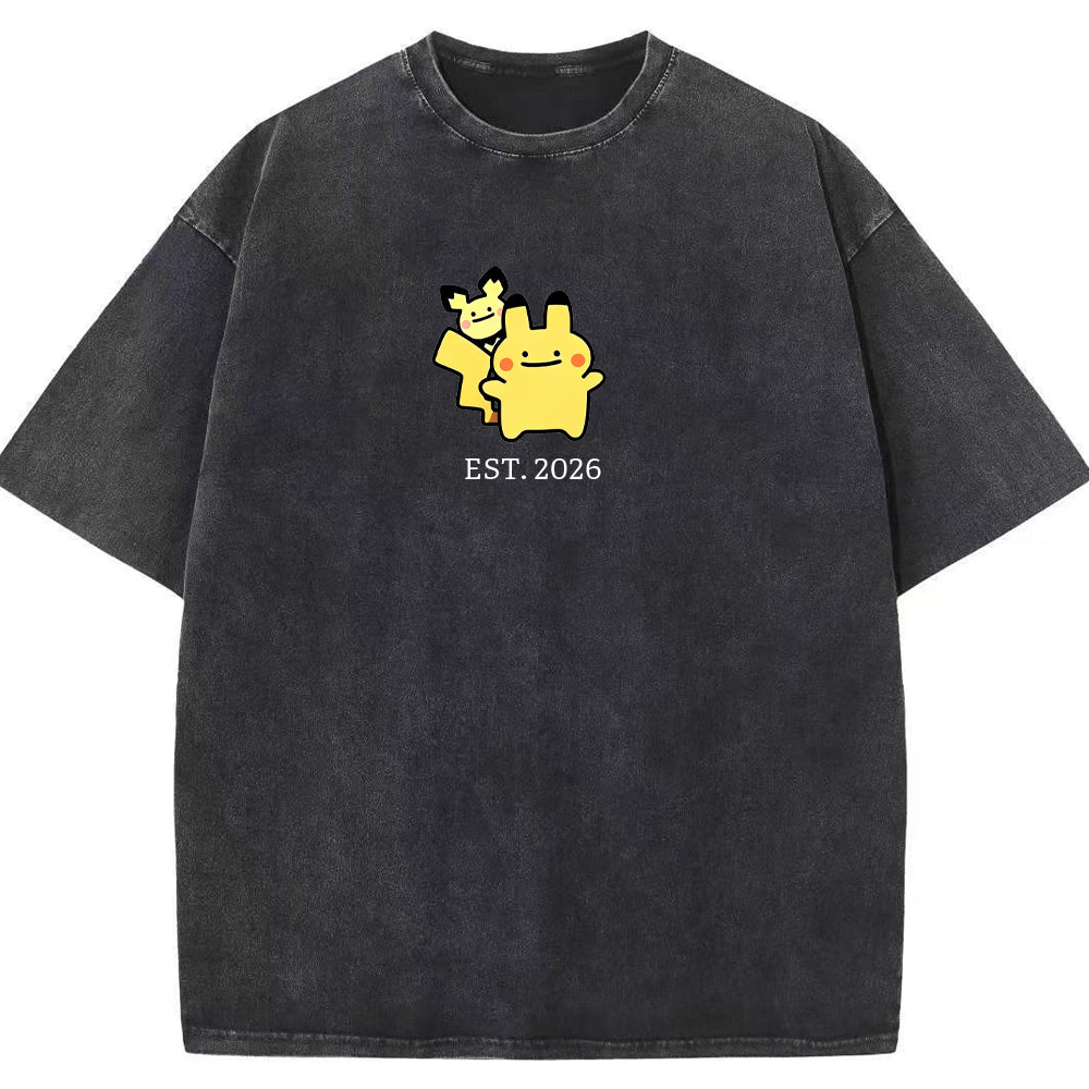 Cute Parent & Kid Pikachu Vintage Washed T-Shirt Main image