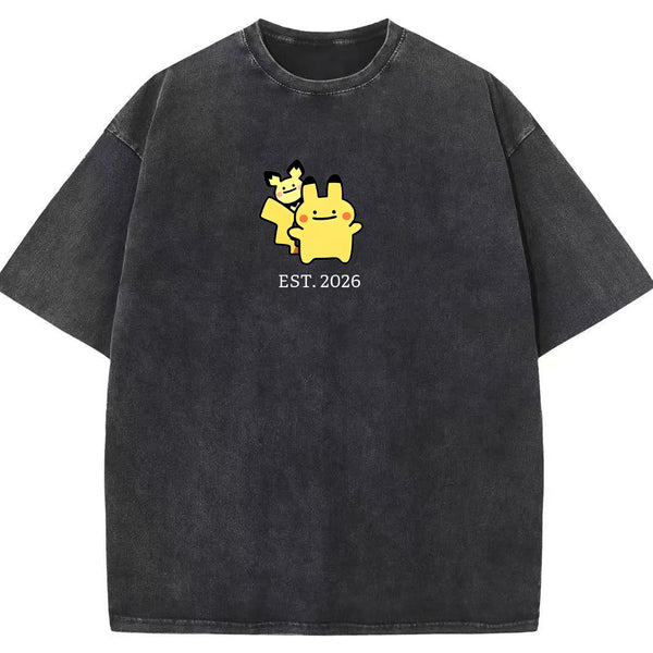Cute Parent & Kid Pikachu Vintage Washed T-Shirt