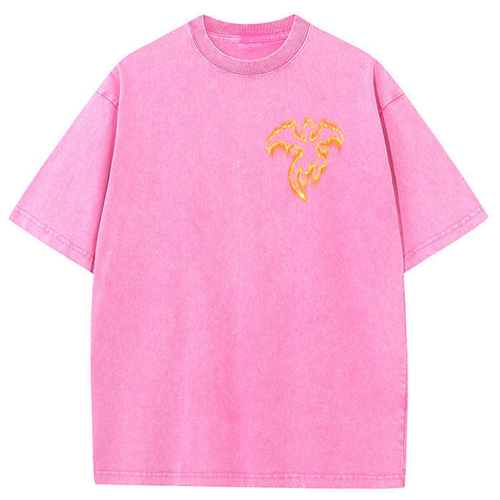 Flame Charizard Fire Silhouette Vintage Washed T-Shirt | Pokemon Anime