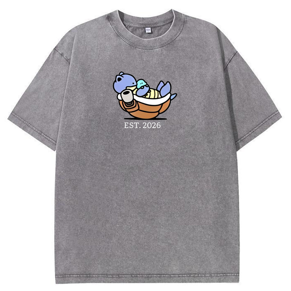 Cute Parent & Kid Blastoise Vintage Washed T-Shirt
