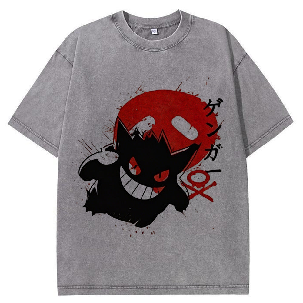 Ink Splatter Gengar Kanji Vintage Tee | Pokemon Anime