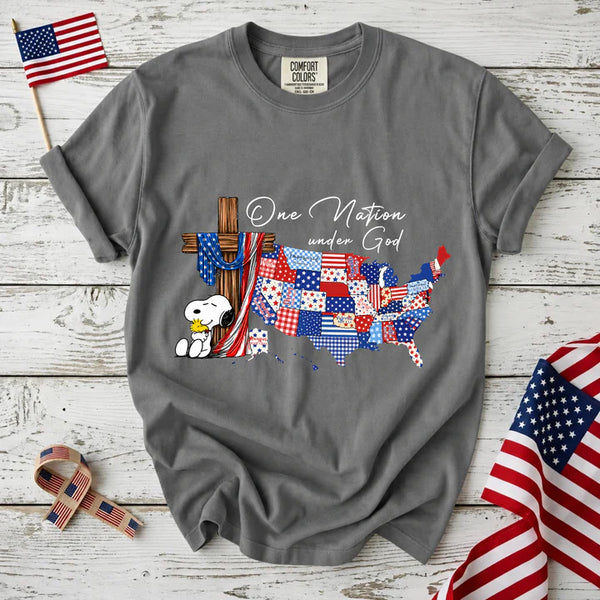 One Nation Under God Christian Patriotic Map T-Shirt