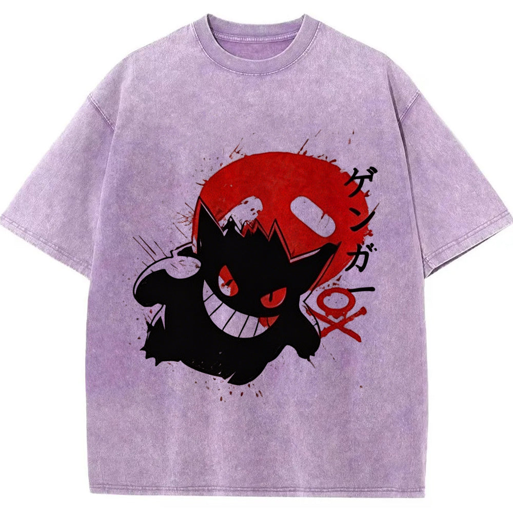 Ink Splatter Gengar Kanji Vintage Tee | Pokemon Anime