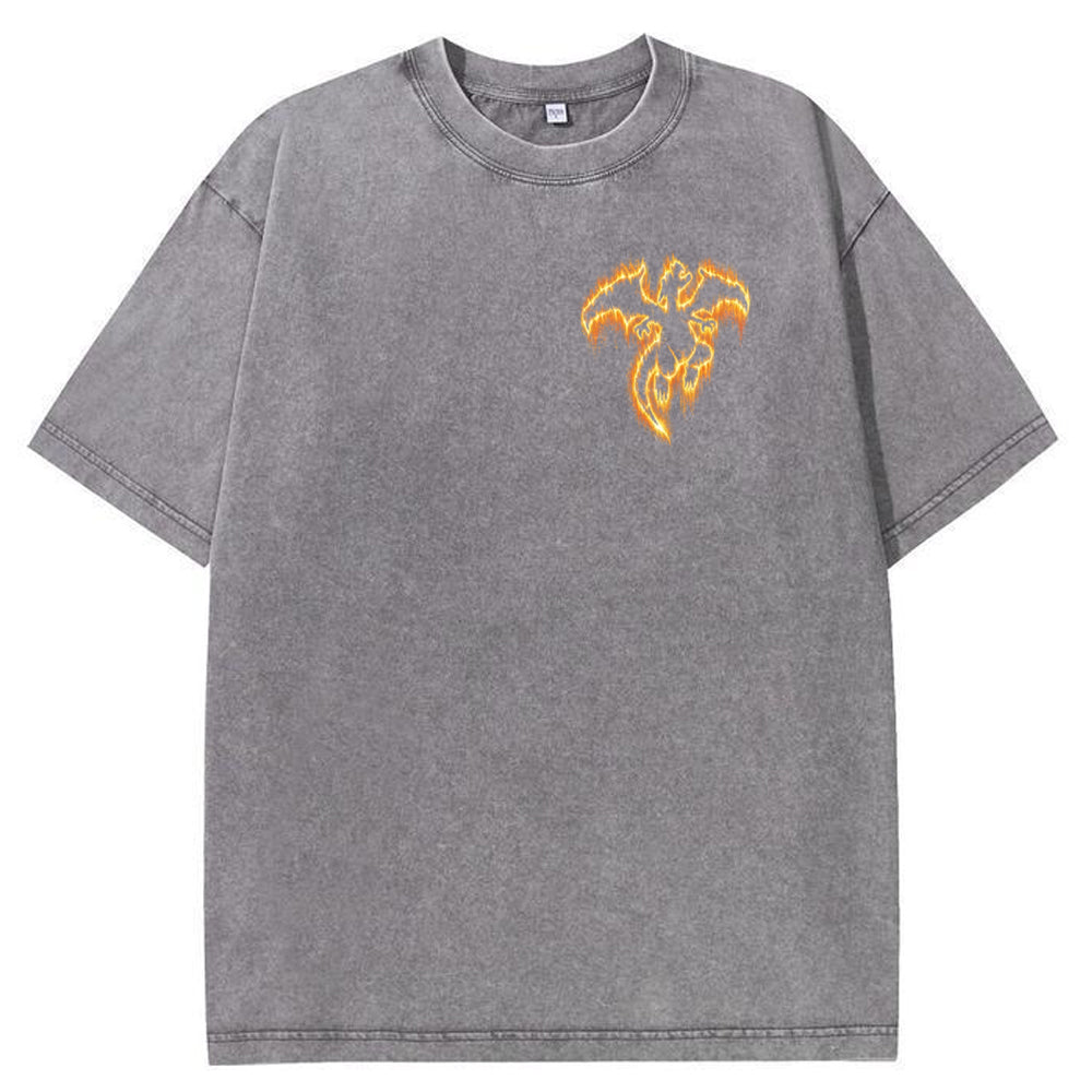 Flame Charizard Fire Silhouette Vintage Washed T-Shirt | Pokemon Anime Secondary image