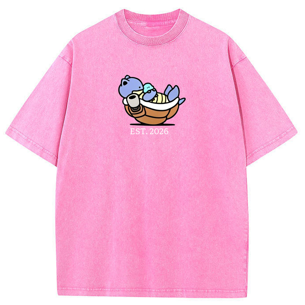 Cute Parent & Kid Blastoise Vintage Washed T-Shirt