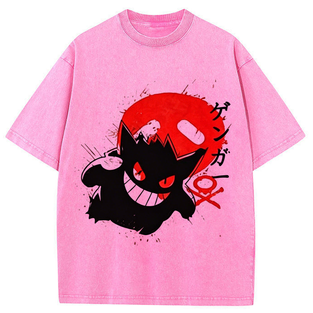 Ink Splatter Gengar Kanji Vintage Tee | Pokemon Anime