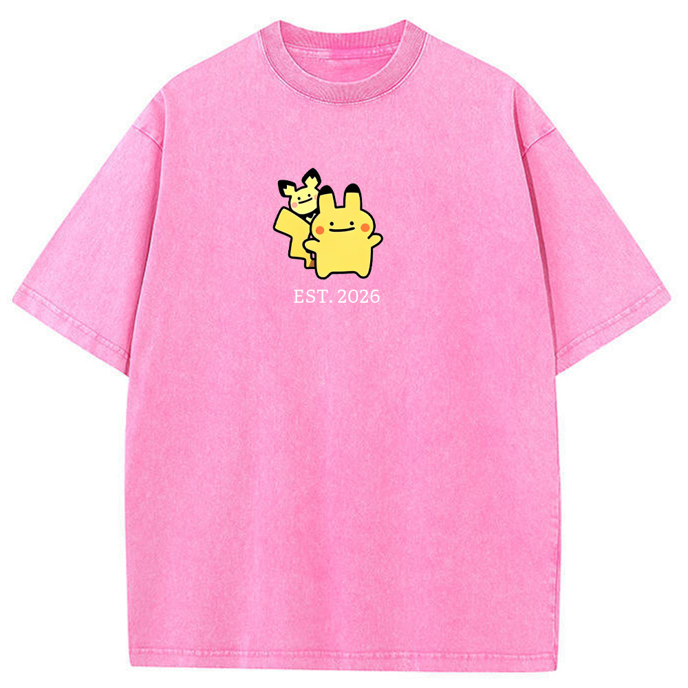 Cute Parent & Kid Pikachu Vintage Washed T-Shirt