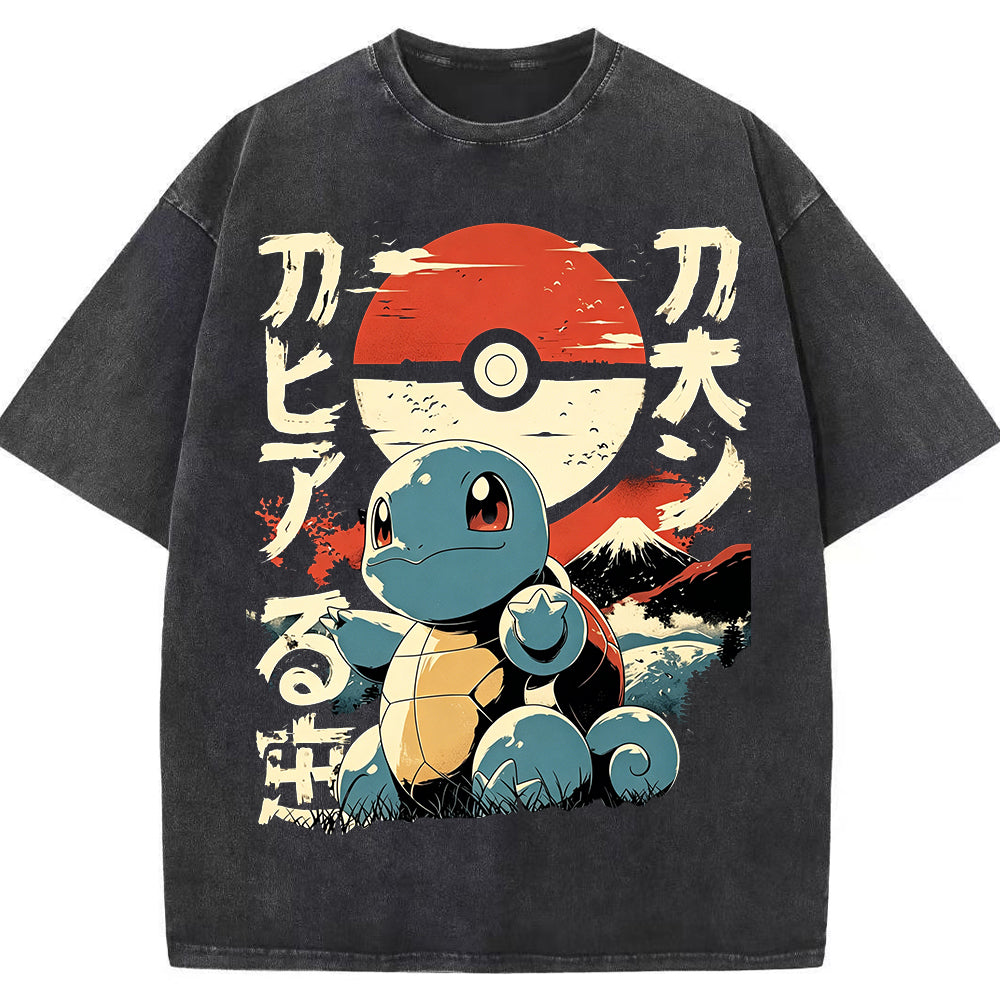 Vintage Ukiyo-e Squirtle Japanese Kanji Graphic Tee Main image