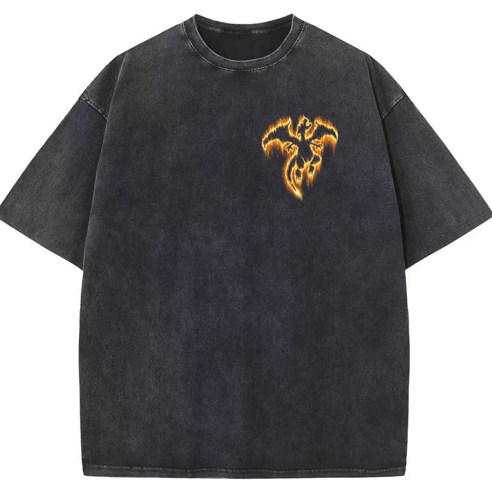 Flame Charizard Fire Silhouette Vintage Washed T-Shirt | Pokemon Anime Main image