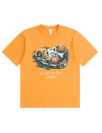 Retro Go With The Flow Sea Otter Graphic Soft Cotton T-Shirt