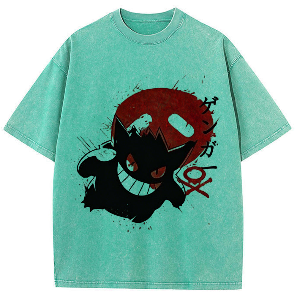 Ink Splatter Gengar Kanji Vintage Tee | Pokemon Anime