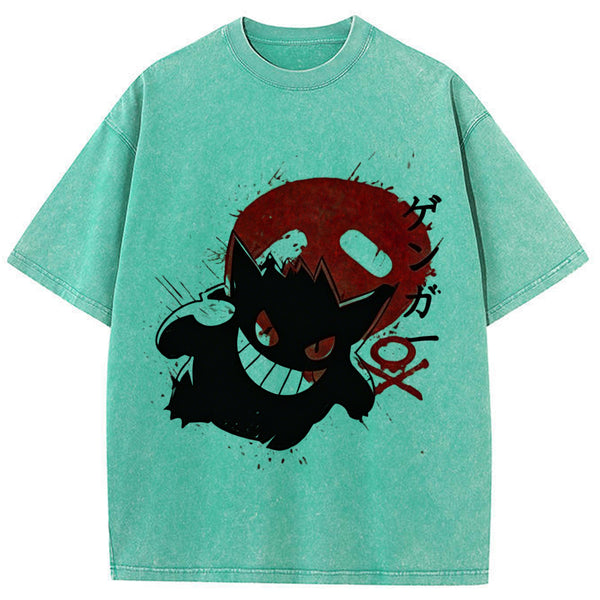 Ink Splatter Gengar Kanji Vintage Tee | Pokemon Anime