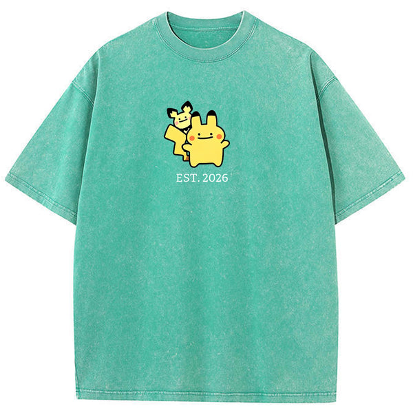 Cute Parent & Kid Pikachu Vintage Washed T-Shirt