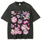 Pink Pok¡§|mon Friends Unisex Vintage Washed Tee