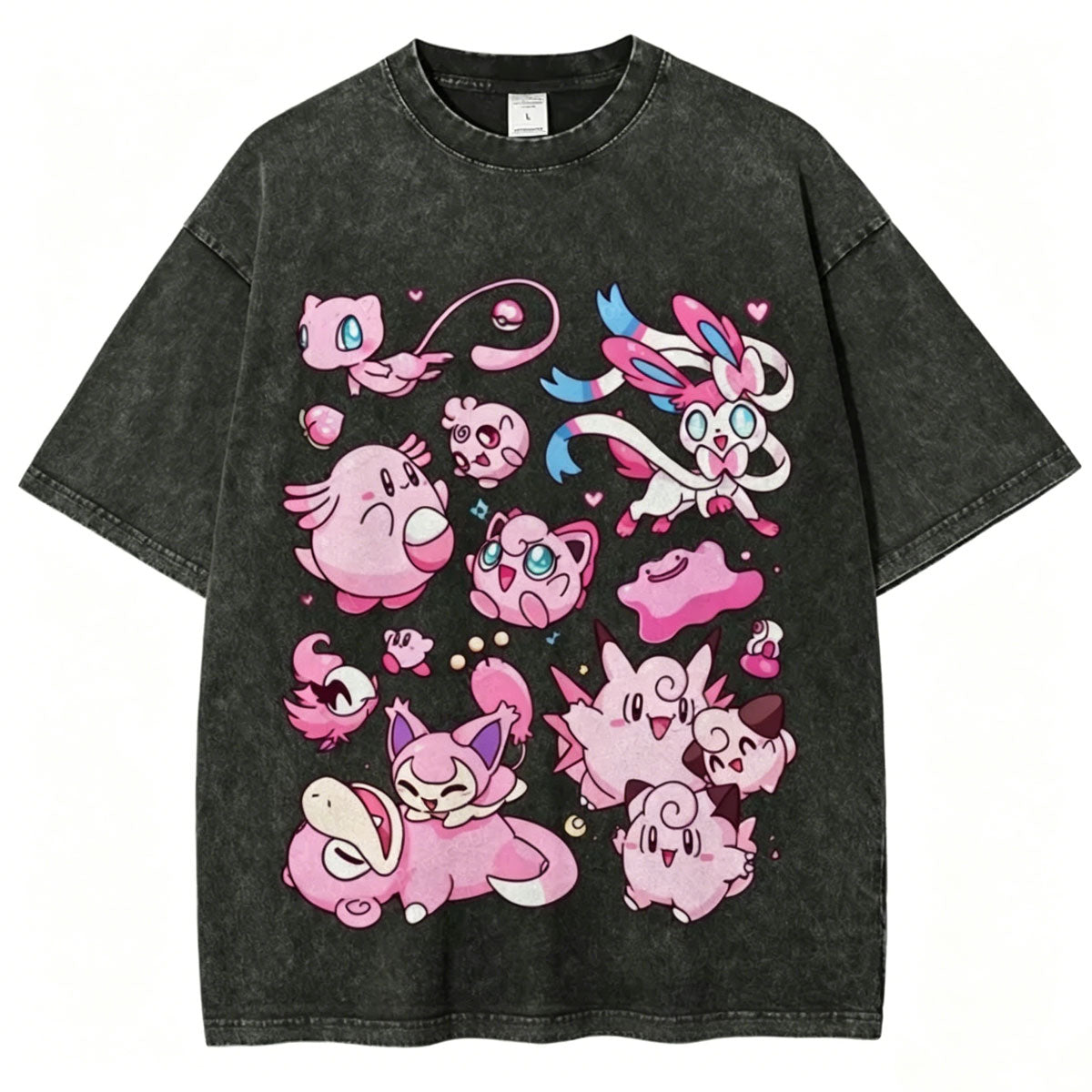 Pink Pokémon Friends Unisex Vintage Washed Tee