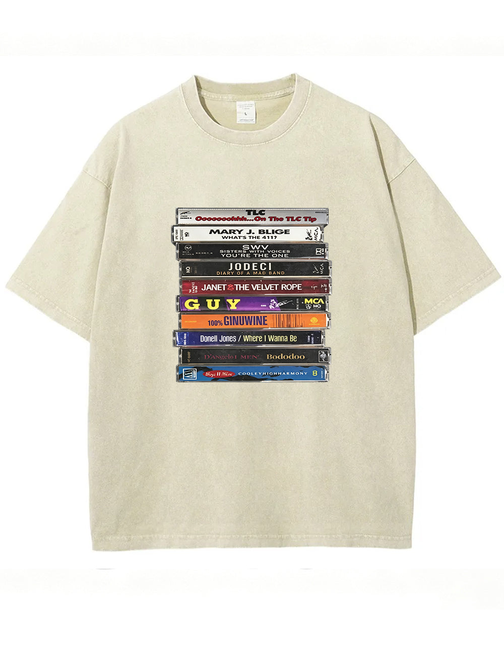 Vintage Washed 90s R&B Cassette Tape Graphic T Shirt