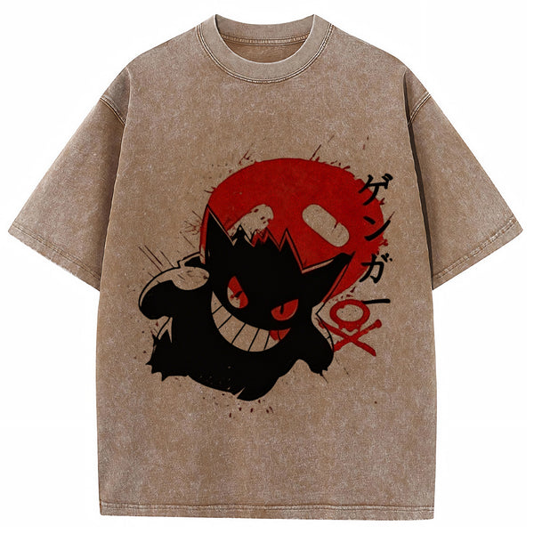 Ink Splatter Gengar Kanji Vintage Tee | Pokemon Anime
