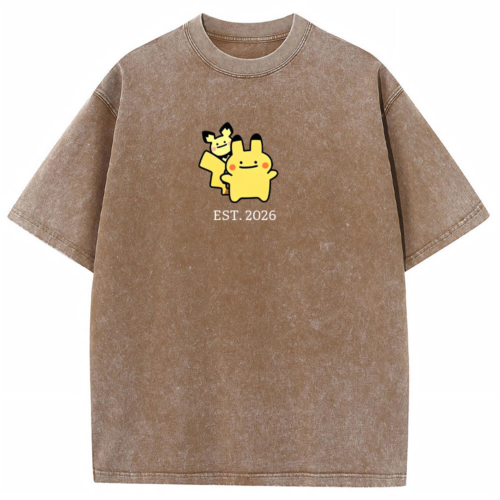 Cute Parent & Kid Pikachu Vintage Washed T-Shirt