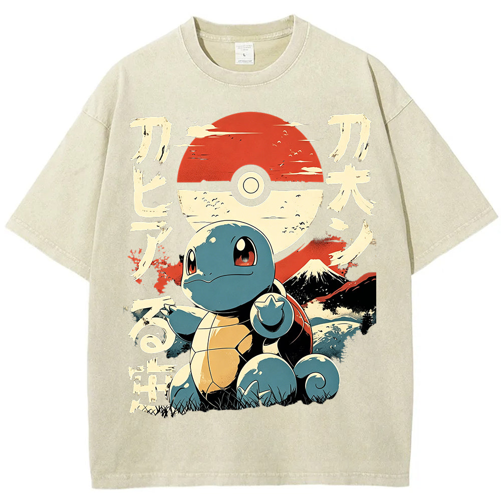 Vintage Ukiyo-e Squirtle Japanese Kanji Graphic Tee