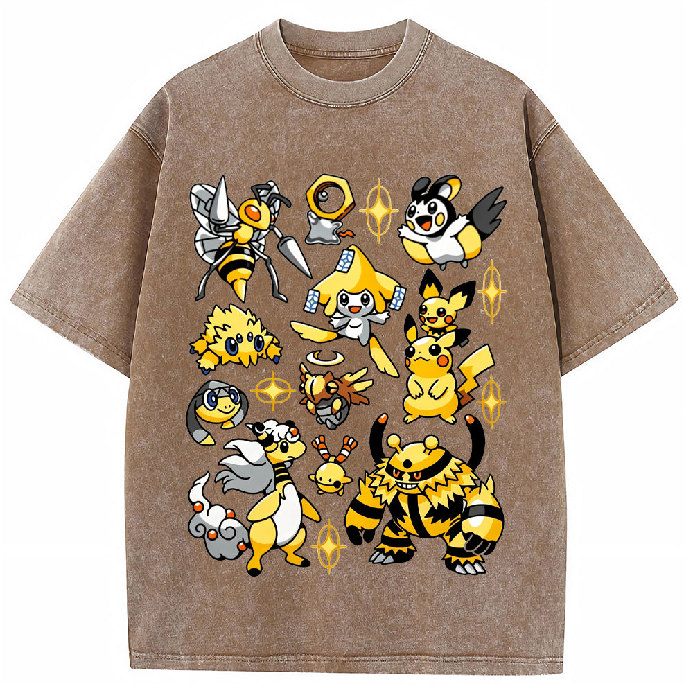 Yellow Electric Type Evolution Squad Cartoon Tee | Pokemon Anime