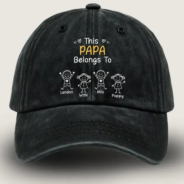 Papa Belongs To, Custom Cap for Men And Kids
