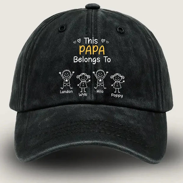 Papa Belongs To, Custom Cap for Men And Kids