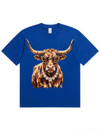 Western Glam Longhorn Bling Design Leopard Print T-Shirt