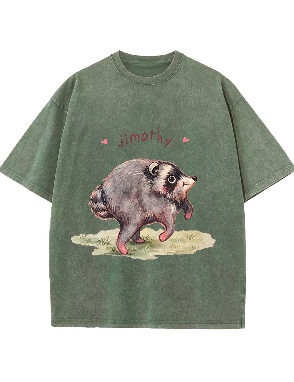 Vintage Washed Custom Name Raccoon Graphic T‑Shirt