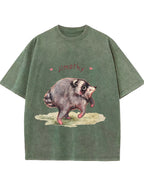 Vintage Washed Custom Name Raccoon Graphic T‑Shirt
