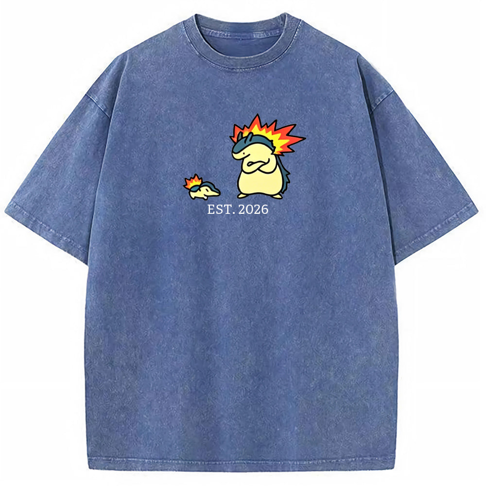 Cute Parent & Kid Typhlosion Vintage Washed T-Shirt