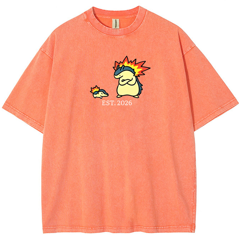Cute Parent & Kid Typhlosion Vintage Washed T-Shirt
