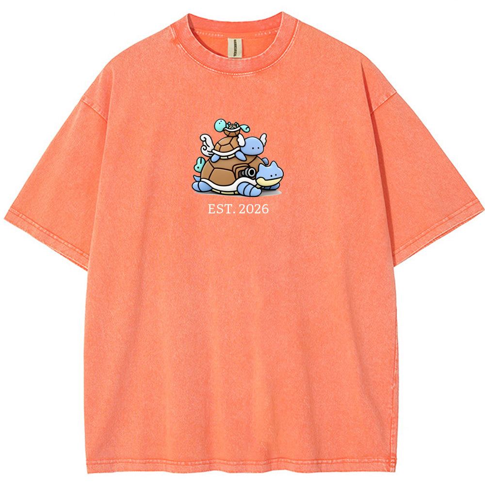 Cute Parent & Kid Squirtle Vintage Washed T-Shirt