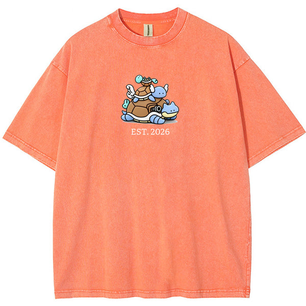 Cute Parent & Kid Squirtle Vintage Washed T-Shirt