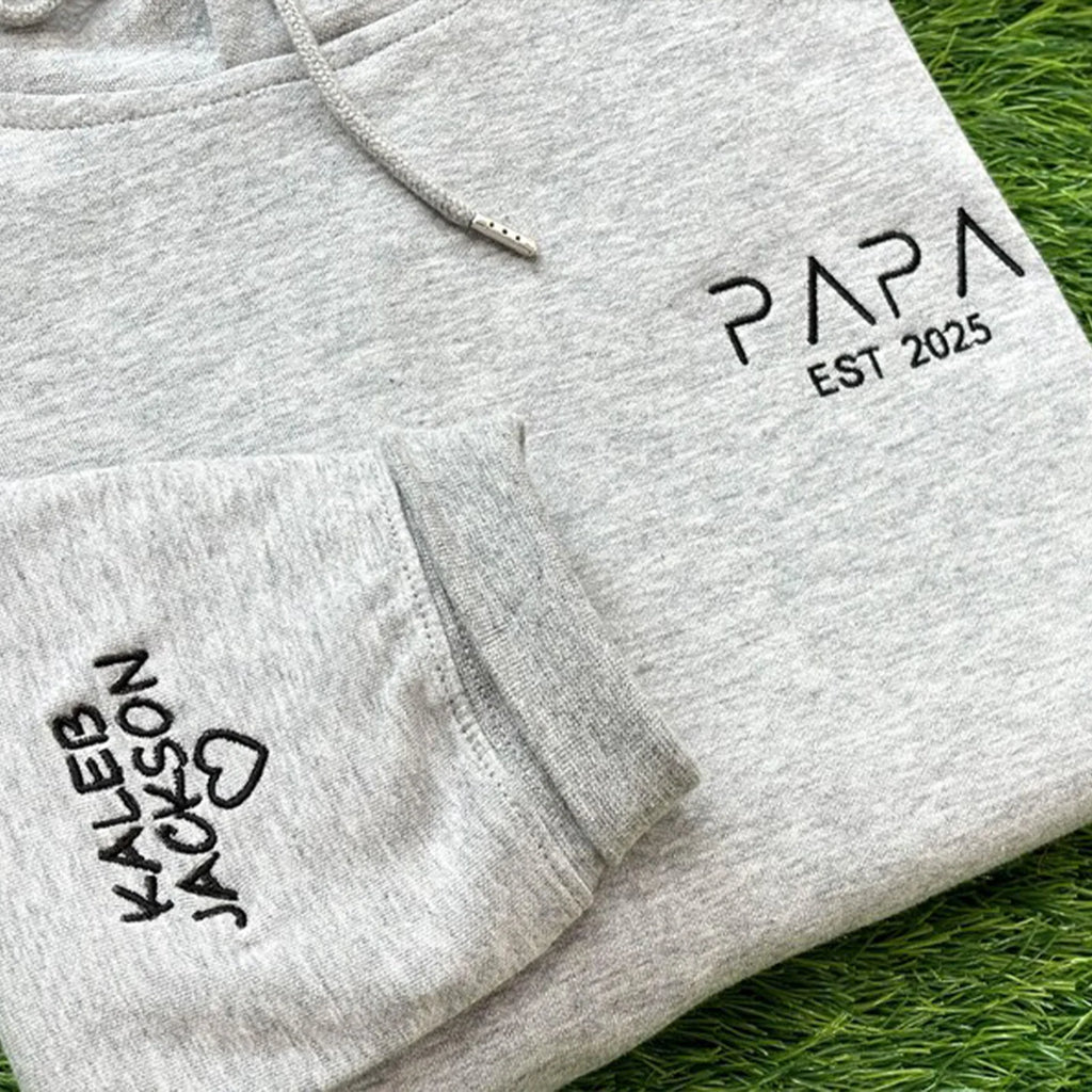 Personalized Papa Embroidered Sweatshirt | New Dad Gift & Father's Day Present