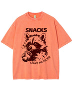 Vintage Washed Snacks Make Me Nicer Raccoon Graphic T Shirt
