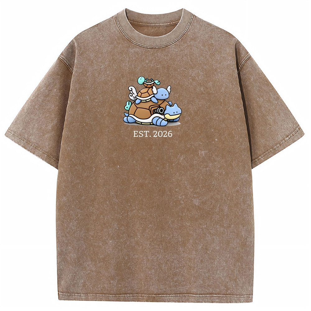 Cute Parent & Kid Squirtle Vintage Washed T-Shirt