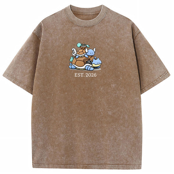 Cute Parent & Kid Squirtle Vintage Washed T-Shirt
