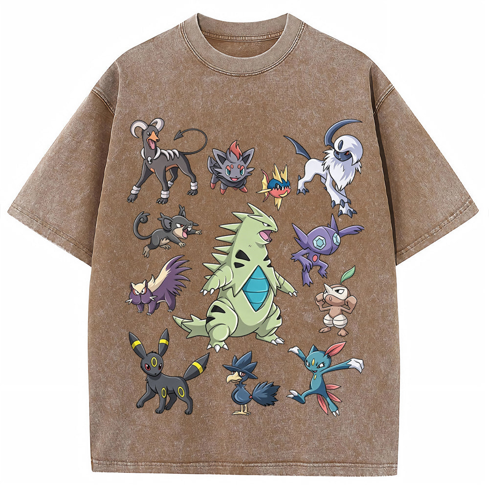 Dark Type Shadow Pokemon Collage Vintage Washed T-Shirt | Pokemon Anime