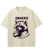 Vintage Washed Snacks Make Me Nicer Raccoon Graphic T Shirt