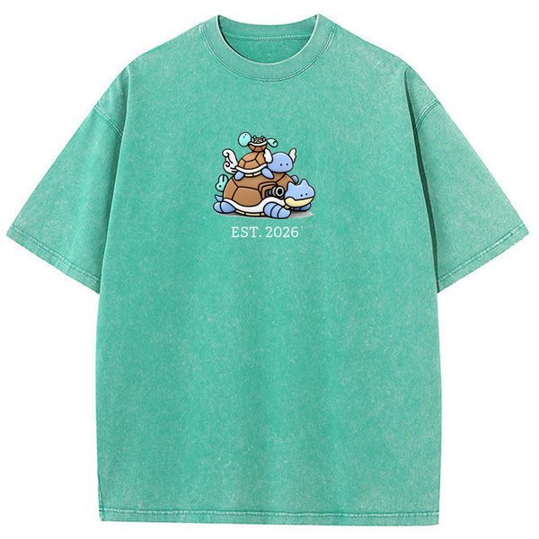 Cute Parent & Kid Squirtle Vintage Washed T-Shirt